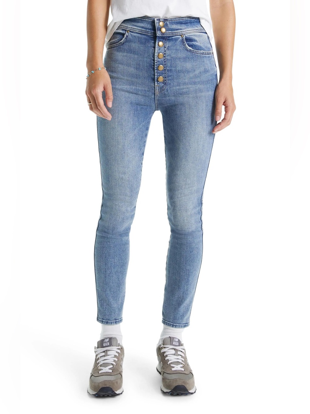 Mother Denim The Swooner High Waist Ankle Skinny Jeans in Bonfire Lightning